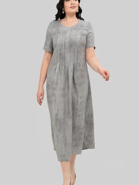 Лляна Сукня міді All Posa сірий