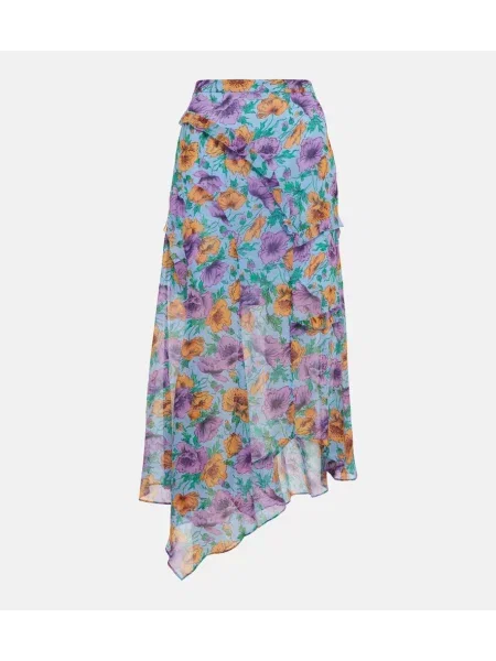 Fustă midi Veronica Beard de mătase cu model floral până la genunchi