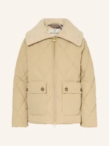 Barbour Prošívaná Bunda Eva S Umělou Kožešinou béžová