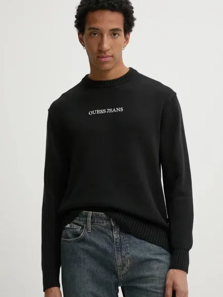 Bombažen pulover Guess Jeans črna