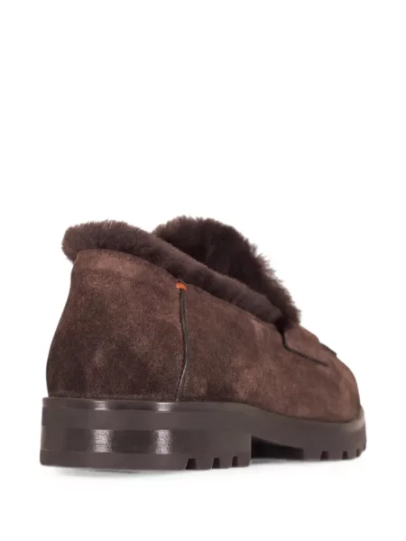 Pantofi loafer Santoni din piele de căprioară maro