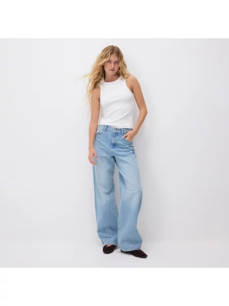 Reserved Džíny wide leg modrá