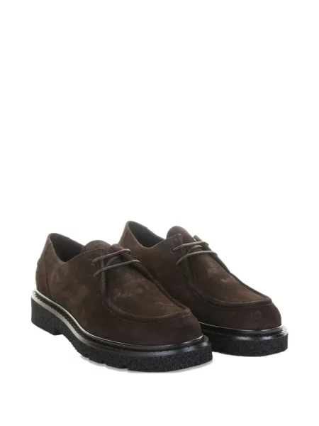Pantofi loafer Guglielmo Rotta cu șireturi din piele de căprioară maro