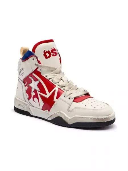 De piele sneakers alb