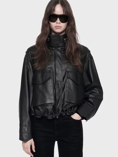 Шкіряна куртка Allsaints чорна