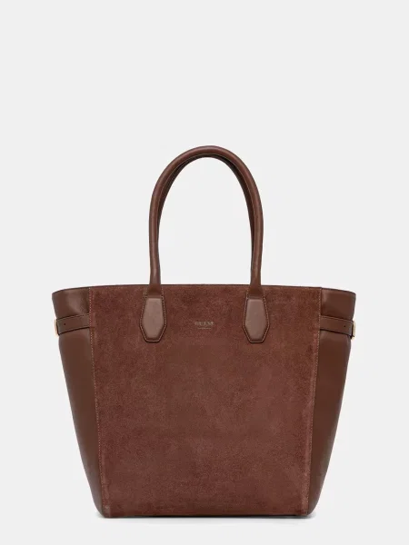 Guess Geantă shopper ANITHA | piele întoarsă maro