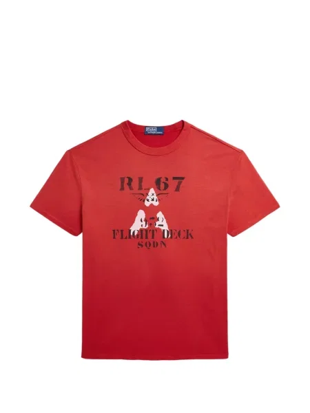 Tricou polo Polo Ralph Lauren cu glugă cu blană cu broderie roșu