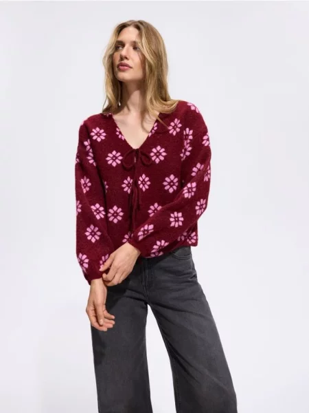 Reserved Cardigan cu șnur decorativ multicolor