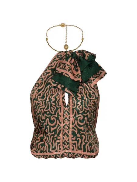 Top Johanna Ortiz cu gât halter verde