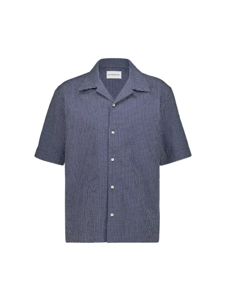 Haftowana koszula Givenchy w kratę niebieska
