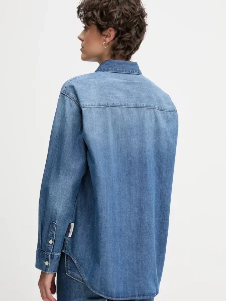 Džínová košile Calvin Klein Jeans relaxed s klasickým límcem modrá