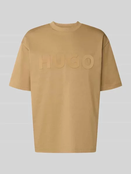 T-shirt o kroju regular fit z czystej bawełny model Dinkee' Hugo beżowa