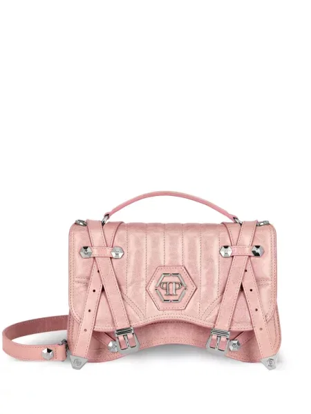 Geanta de piele Philipp Plein din piele roz