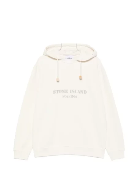 Hanorac cu glugă Stone Island cu strasuri alb