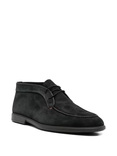 Botine Santoni cu șireturi din piele negru