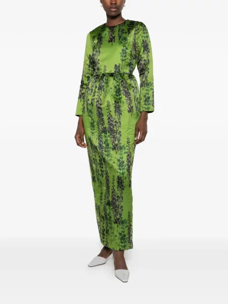 Rochie maxi Bernadette cu model floral cu imagine verde