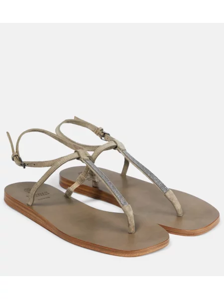 Stringi Brunello Cucinelli zamszowe beżowe