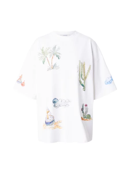 TOPSHOP Oversize tričko piesková / tmavomodrá / zelená biela