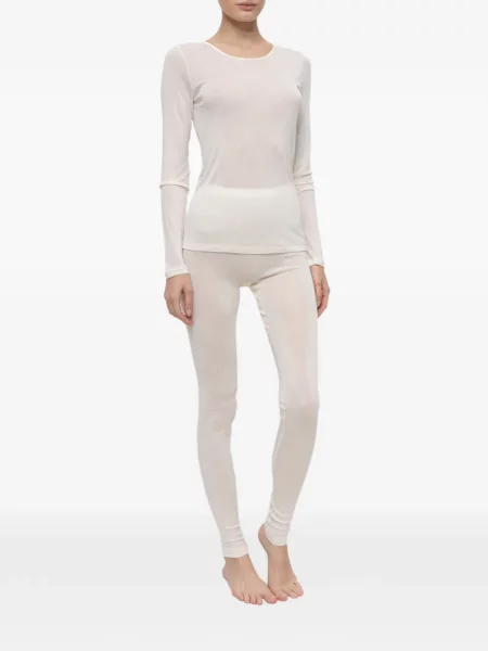 Leggings Hanro de mătase alb