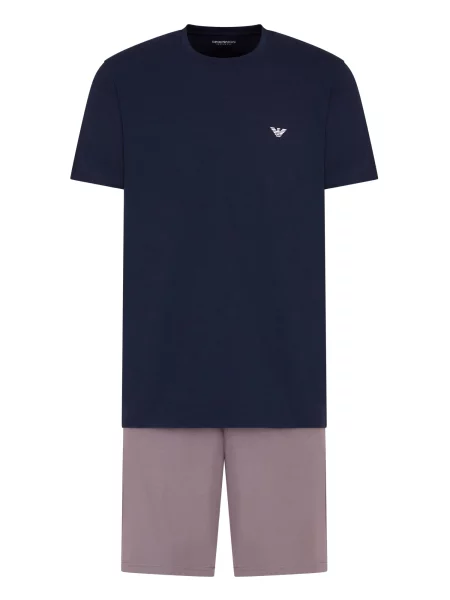 Emporio Armani Pijama scurtă albastru / mauve alb