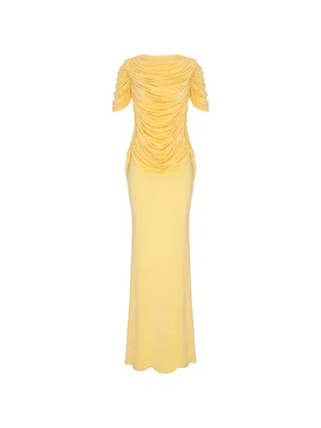 Rochie maxi V:pm Atelier cu volane drapată galben