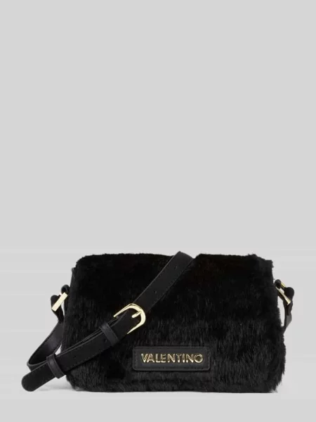 Torba na ramię z o wyglądzie sztucznego futra model ICELAND' Valentino Bags czarny