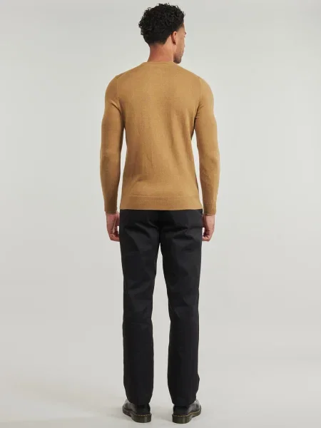 Pulover Lyle & Scott din lână merinos cu decolteu în U maro