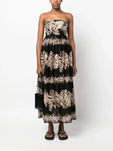 Gėlėtas raštuotas kostiumas maxi suknele Twinset juoda