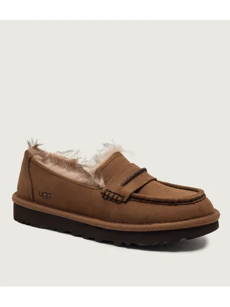 UGG De piele căptușite pantofi loafer W Ellis cu adaos de lână maro