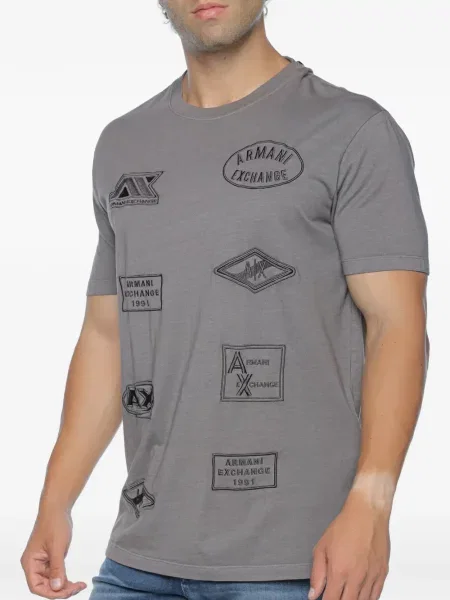 Tricou Armani Exchange cu broderie gri