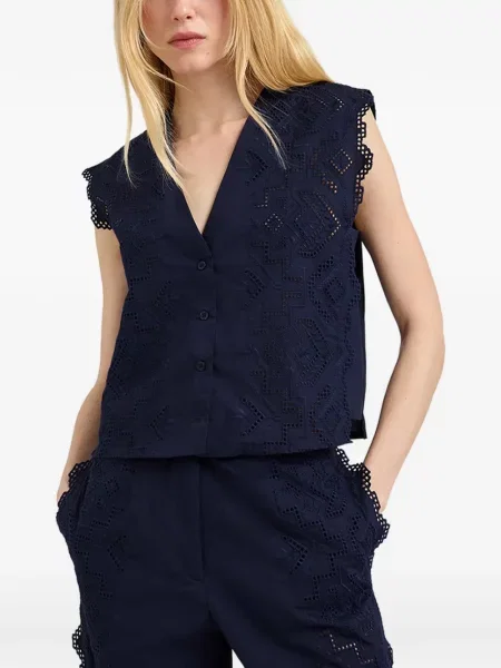 Vestă Momoni cu broderie albastru