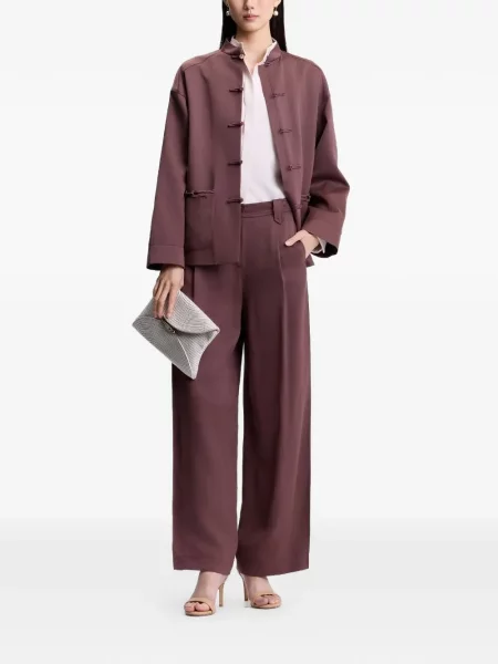 Pantaloni Shanghai Tang plisate cu picior lat roz