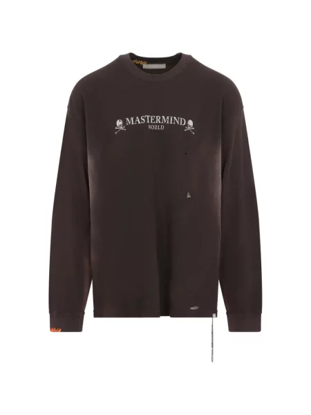 Lung tricou Mastermind World zdrențuiți maro
