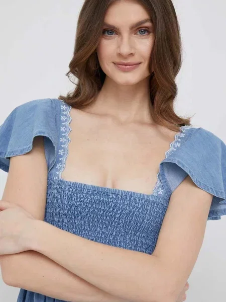 Pepe Jeans rochie jeans Adele mini evazati albastru