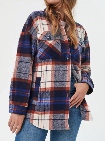 Куртка-сорочка у клітинку гіацинтовий