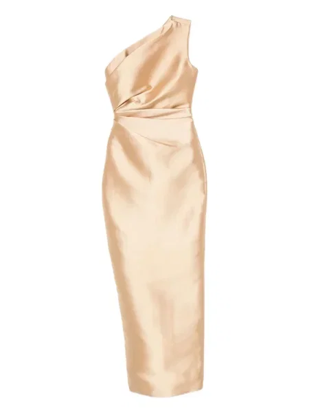 Костюм макси рокля Solace London едно рамо златисто