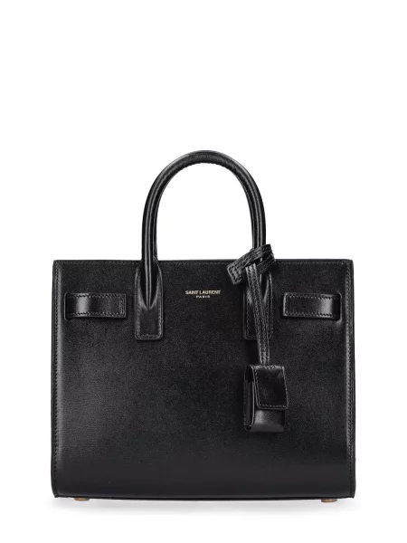 Kožená kožená taška Saint Laurent čierna