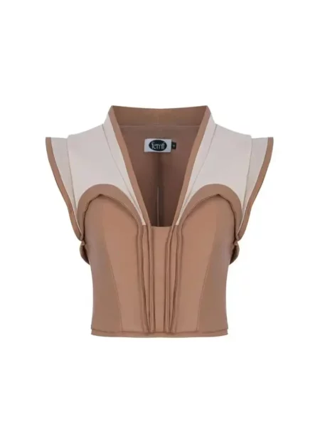 Femif Жилет Кремовий Текстиль/штучна шкіра