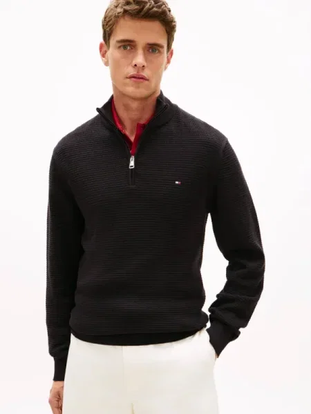 Pulover Tommy Hilfiger cu guler înalt negru