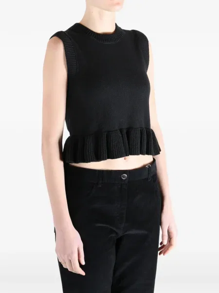 Top Cecilie Bahnsen cu volane negru