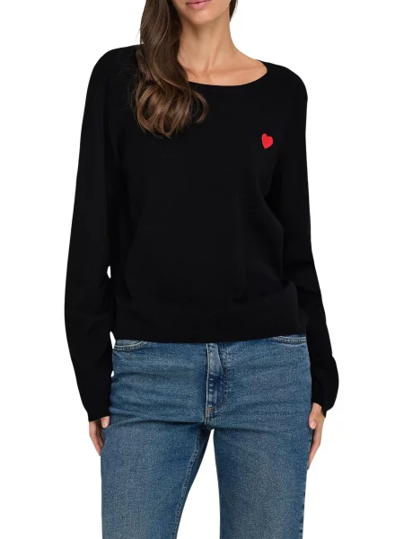 Pulover Jacqueline De Yong cu motiv cu inimi negru
