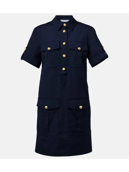 Rochie tip cămașă Veronica Beard de in de costum albastru