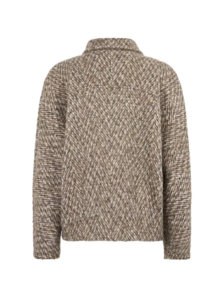 Geacă Kiton de lână cu model herringbone maro