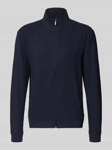 Bluza rozpinana o kroju regular fit z mieszanki bawełny model Structure' Boss granatowa