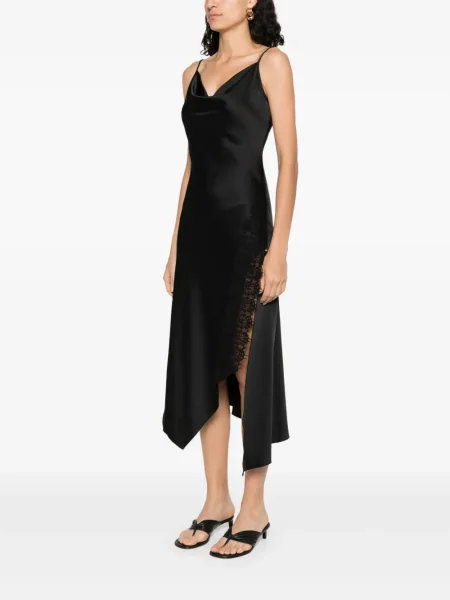Rochie Nissa din satin de costum negru
