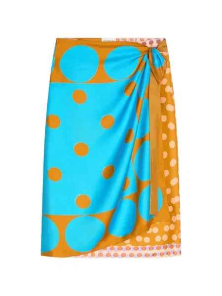 Spódnica midi Dries Van Noten w grochy kopertowa niebieska
