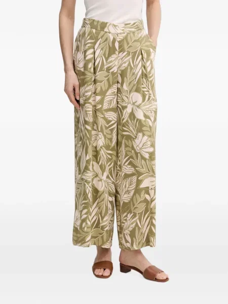 Pantaloni Gaudi cu model floral verde