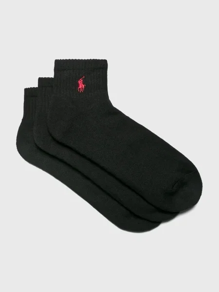 3 pár hosszú szárú férfi zokni Polo Ralph Lauren Black fekete