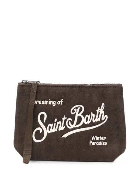 Geantă plic Mc2 Saint Barth cu broderie de catifea cord maro