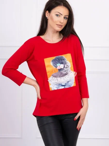 Bluză Kesi din dantelă roșu